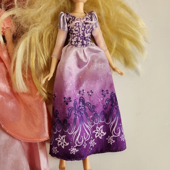 Lot of Dolls The Little Mermaid Ariel Doll Pink Dress Disney Rapunzel - Picture 4 of 11